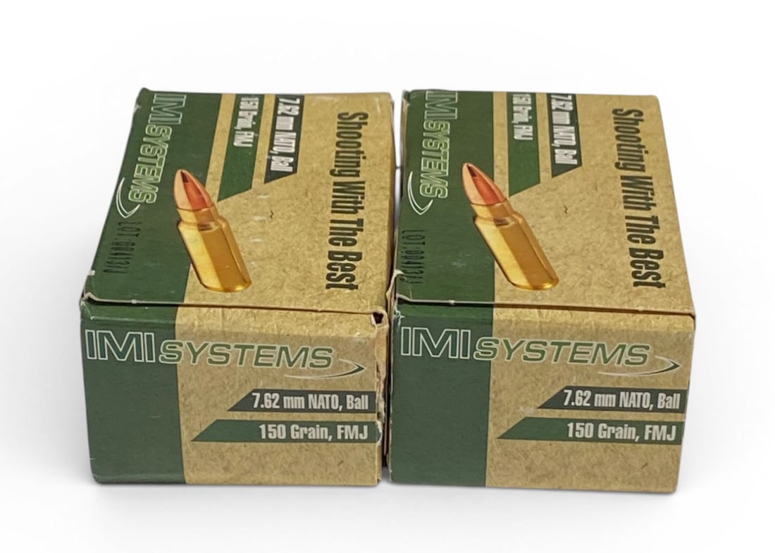 NIB 100rds. of 7.62x51mm NATO (.308 WIN) 150gr. FMJ IMI Brass Ammunition: See Photo(s)