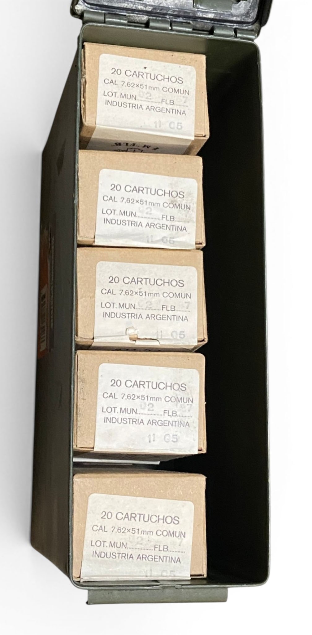 NIB 200rds. of 7.62x51mm (.308 WIN.) 147gr. FMJ Argentina Military Surplus Ammunition in Can - 3