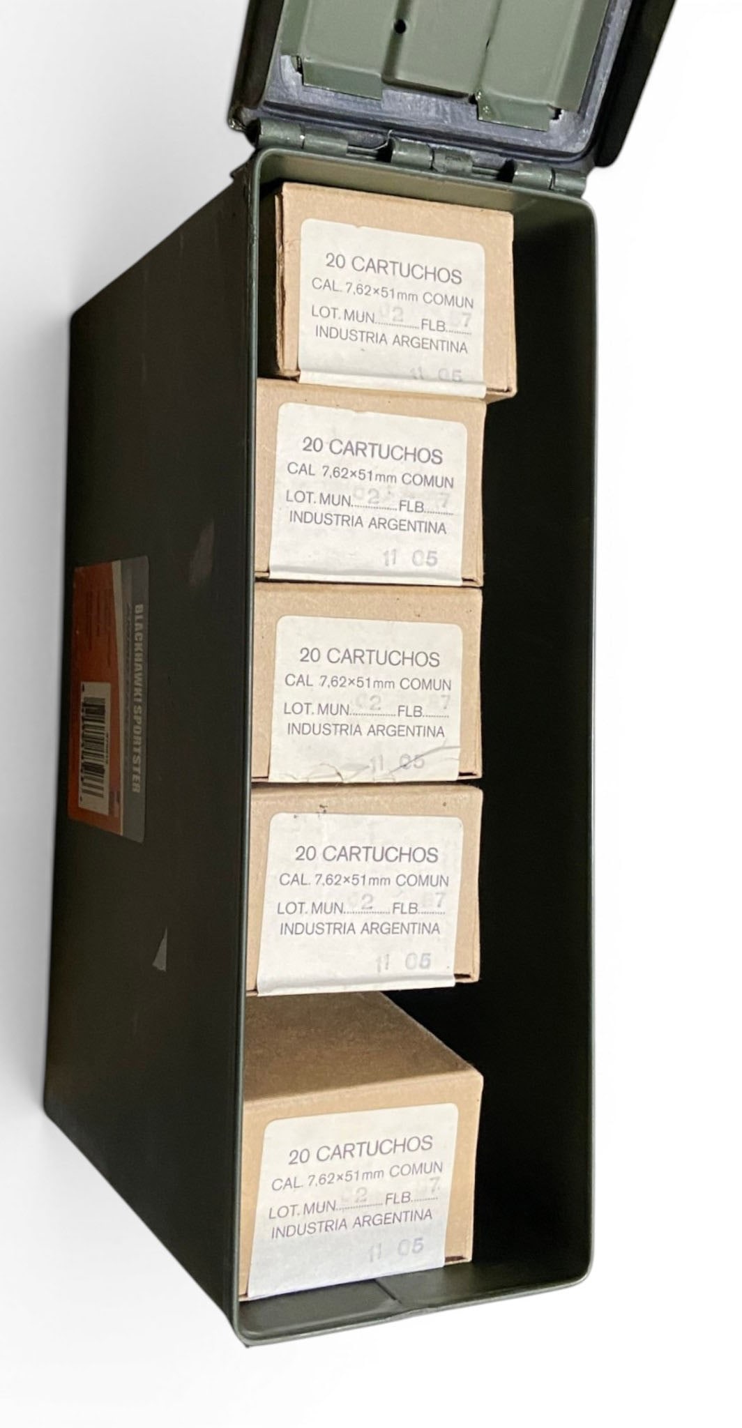 NIB 200rds. of 7.62x51mm (.308 WIN.) 147gr. FMJ Argentina Military Surplus Ammunition in Can - 2