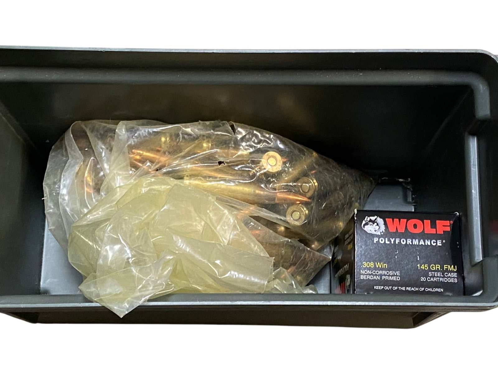 Green Plastic Ammo Can with .308 WIN. Ammunition - 2