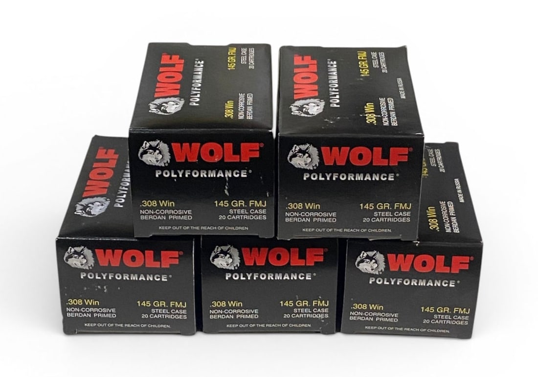 NIB 100rds. of .308 WIN. 145gr. FMJ WOLF Steel Case Ammunition: See Photo(s)