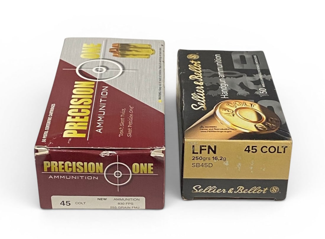NIB 100rds. of .45 COLT 255gr. FMJ & 250gr. LFN Ammunition: See Photo(s)