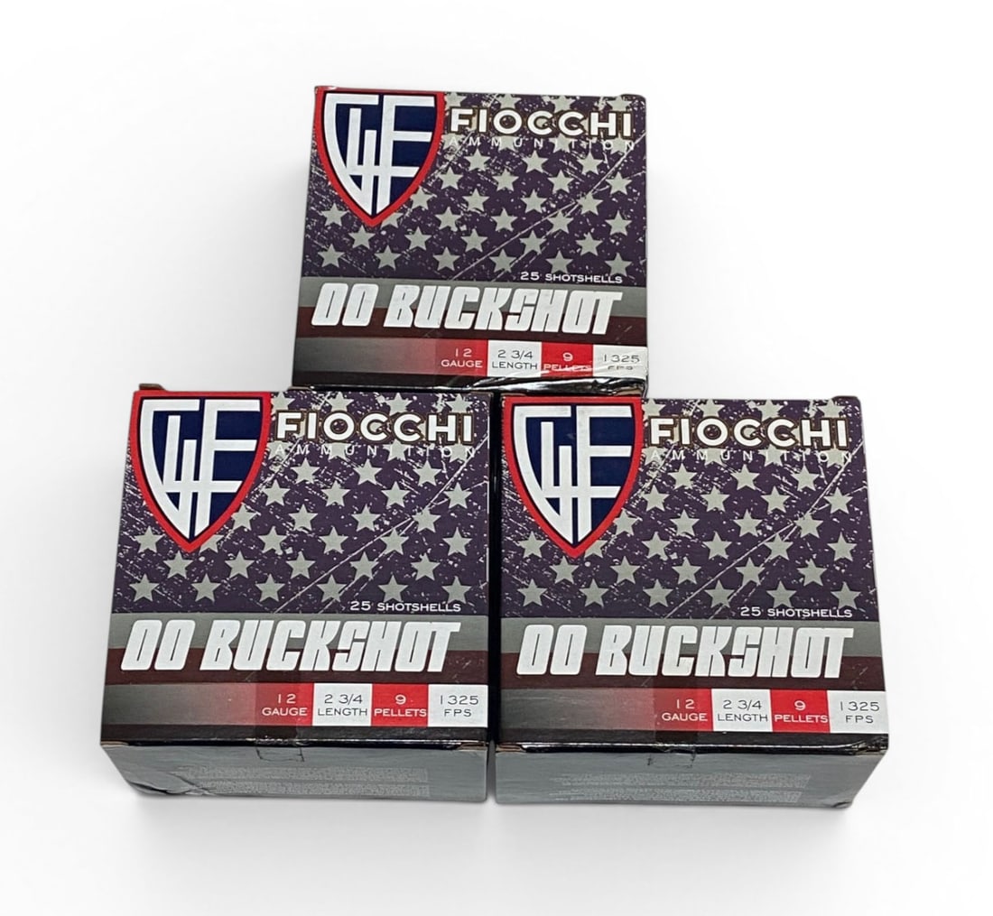 NIB 75rds. of 12 GA. 00 BUCK 2-3/4” 9 Pellet Fiocchi Personal Defense Buckshot Ammunition: See Photo(s)