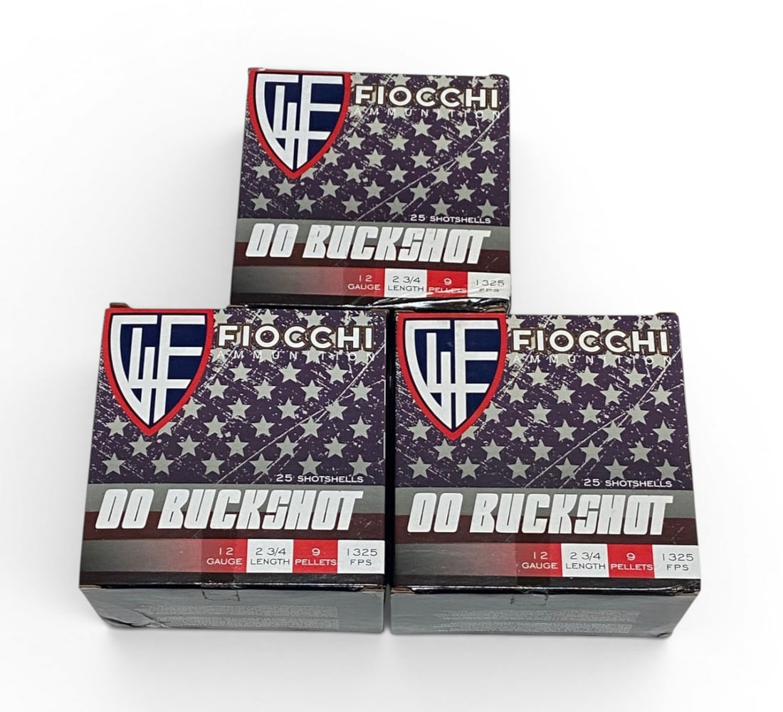 NIB 75rds. of 12 GA. 00 BUCK 2-3/4” 9 Pellet Fiocchi Personal Defense Buckshot Ammunition: See Photo(s)