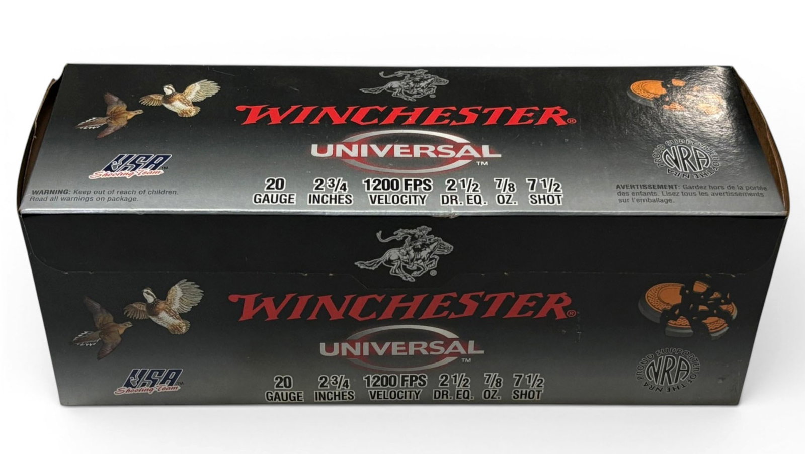 Unopened 100rd. Value Pack 20 GA. 2-3/4" Winchester Universal Shotgun Ammunition: See photos