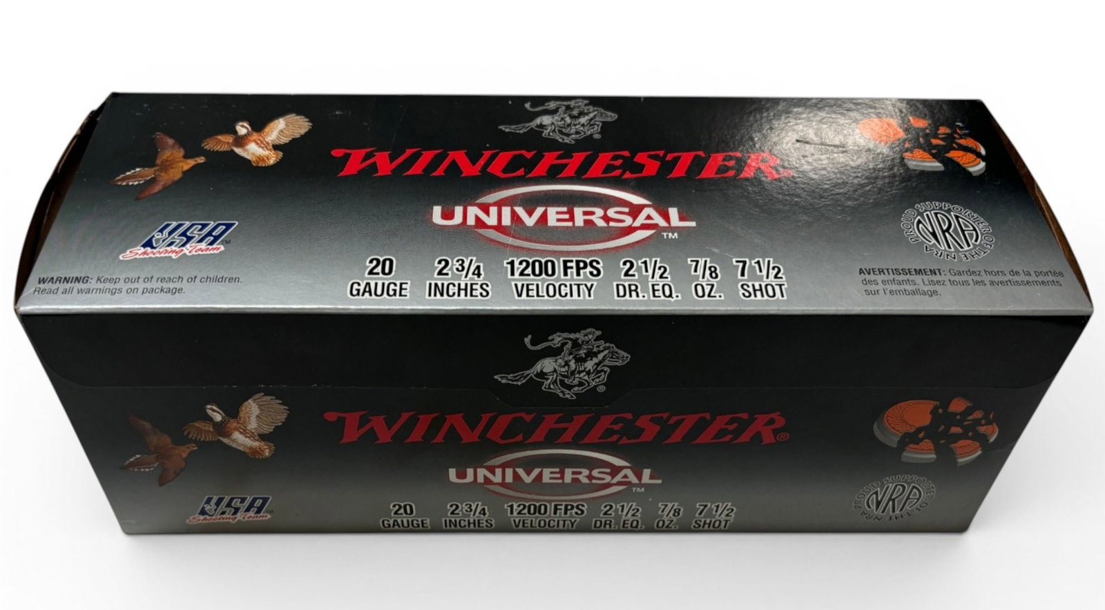 Unopened 100rd. Value Pack 20 GA. 2-3/4" Winchester Universal Shotgun Ammunition: See photos