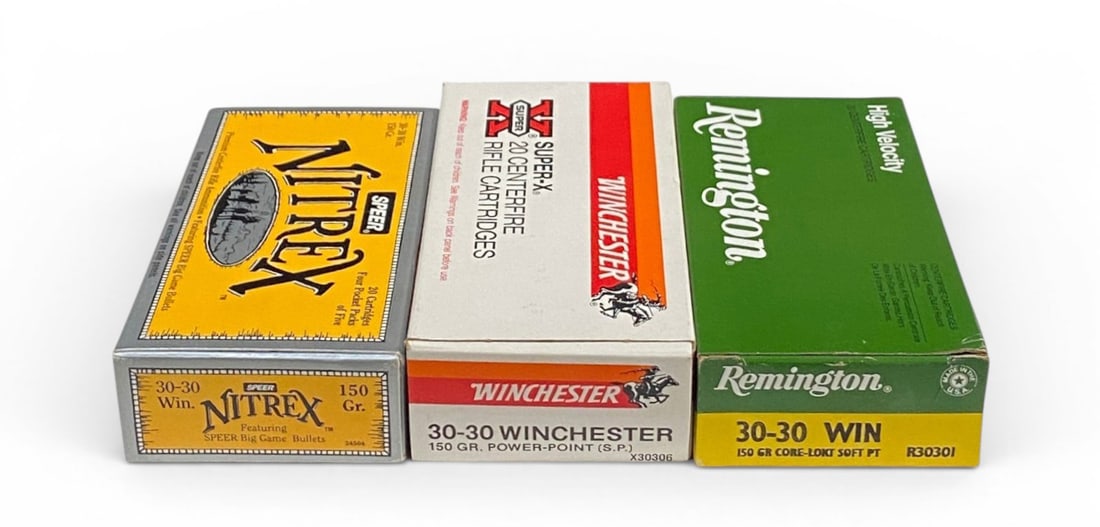 60rds. Of Various .30-30 Ammunition: 20rds. Of 150gr. Nitrex Spear Big Game bullets, and 20rds. 150gr. PowerPoint Winchester ammunition, 20rds. 150grp Core-Lokt SP Remington