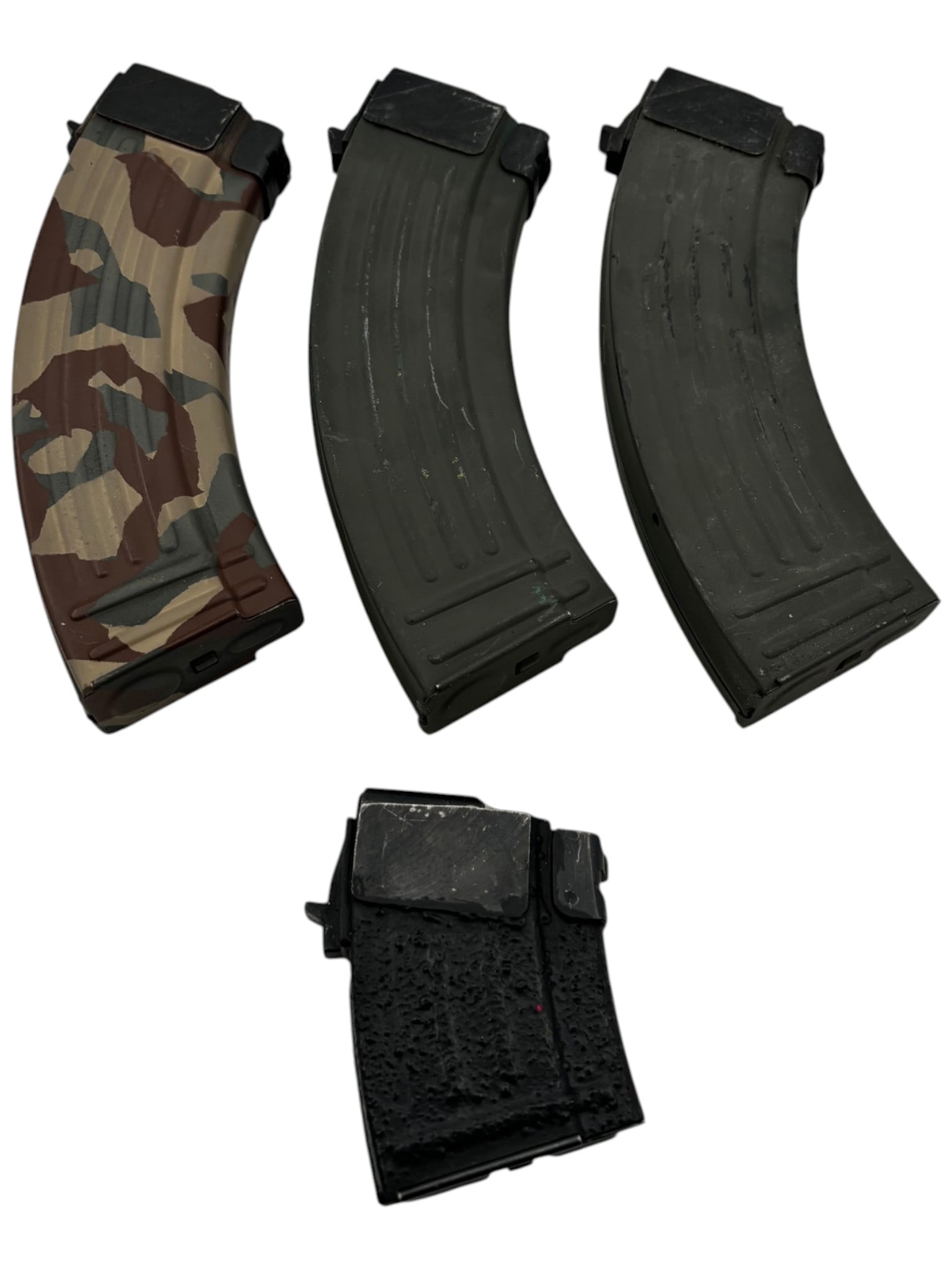 (4) Camouflage AK47 7.62x39 Steel Magazines: (3) 30rd., (1) 5rd.