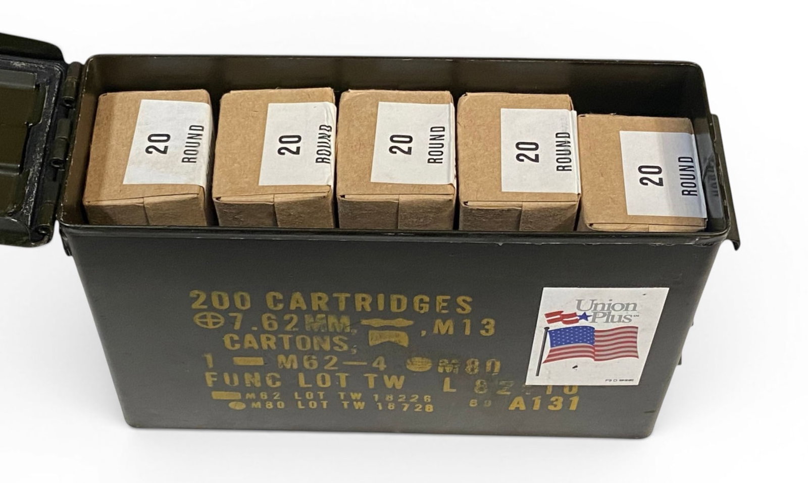 200rds. of 7.62x51mm Ball Ammunition in Ammo Can: See photos