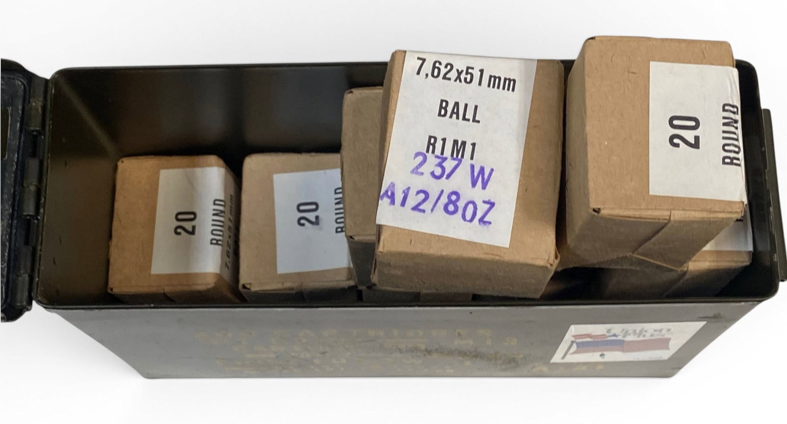 200rds. of 7.62x51mm Ball Ammunition in Ammo Can - 2