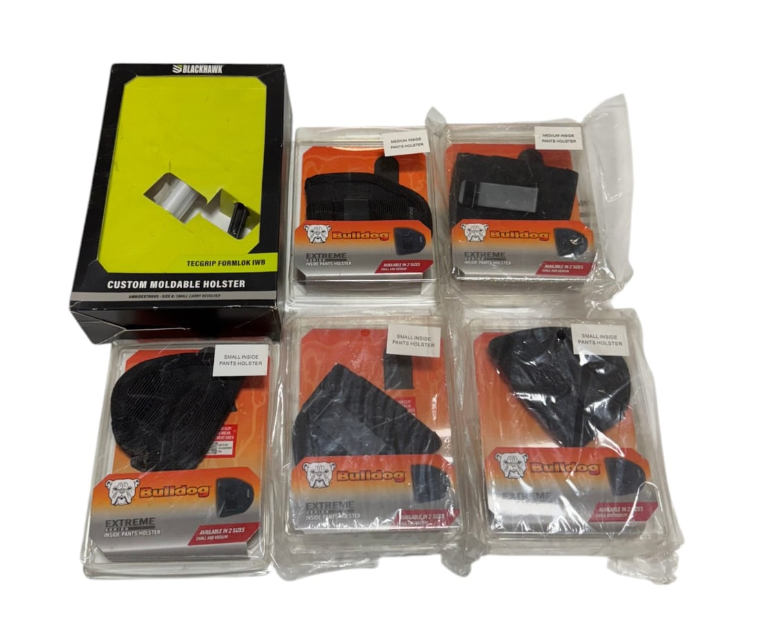 Large Lot of NIB Bulldog and Blackhawk Holsters: See photos