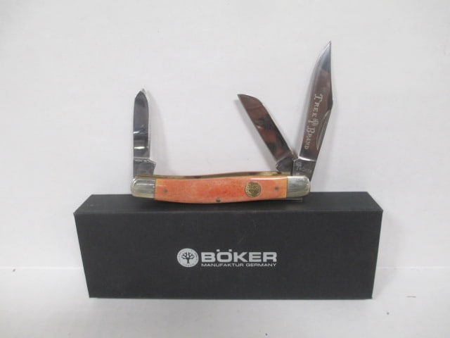 Boker Tree Brand Manufaktur Germany Carbon Stainless 3 Folding Blade Knife in Original Box: marked carbon SS #110712SOI