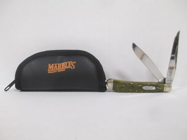 Marbles Quality Knives 2 Folding Blade Knife with Padded Zipper Case: .