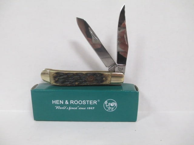 Hen & Rooster 2 Folding Blade Knife in Original Box: marked #212-AGB
