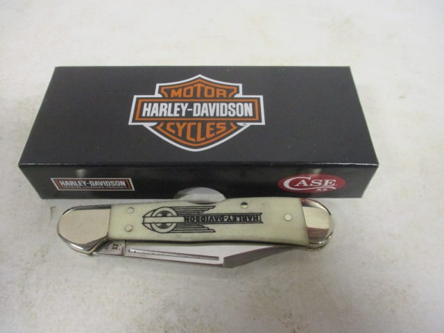 2022 Case "Harley Davidson" Natural Bone Smooth Mini Copper Lock in Original Box: .