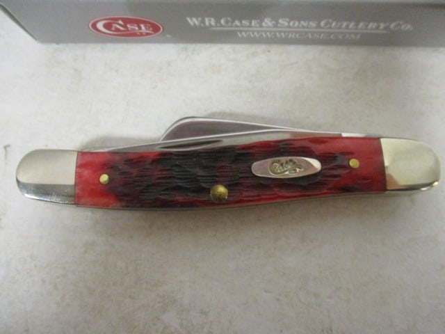 2020 Case Crimson Red Bone Peach Seed Jig Medium Stockman in Original Box - 2