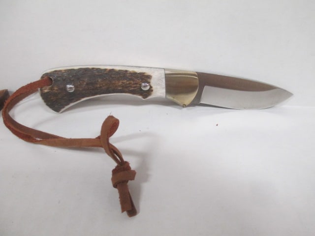 Fox Knives Stag Handle Fixed Blade Knife with Leather Sheath in Original Box - 2