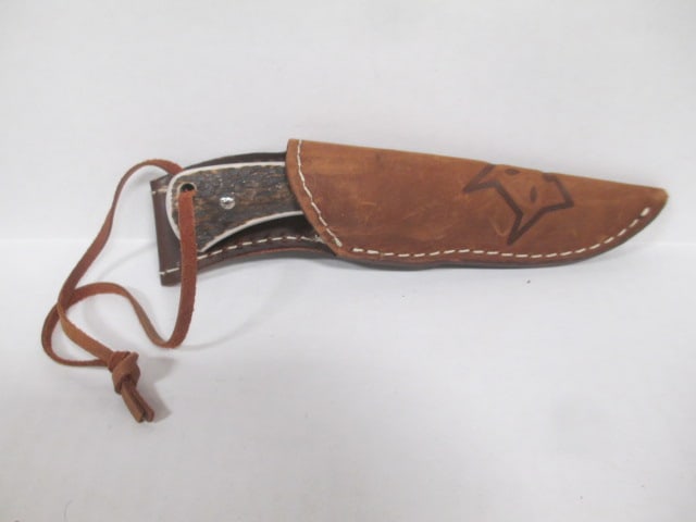 Fox Knives Stag Handle Fixed Blade Knife with Leather Sheath in Original Box - 6