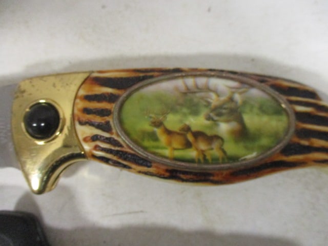 King Stone Collections Folding Lock Blade Knife with Simulated Stag Handle with - 3