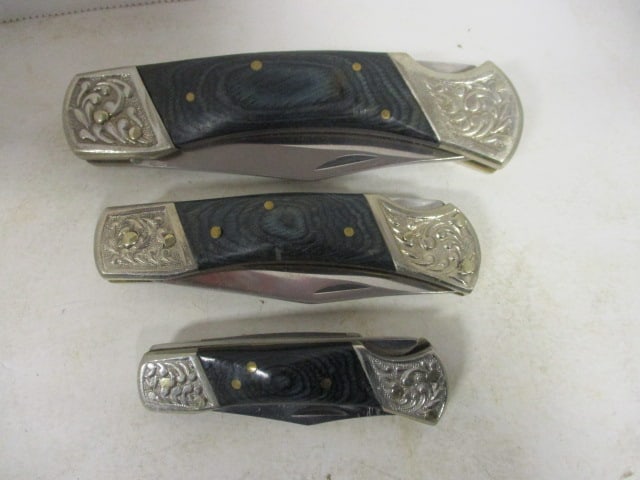 Three Wood Handle Pakistan Folding Lock Blade Knives (1 of 7)