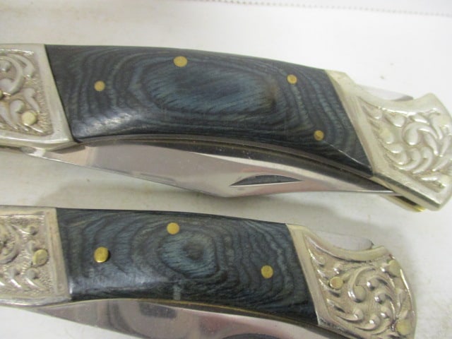 Three Wood Handle Pakistan Folding Lock Blade Knives - 2