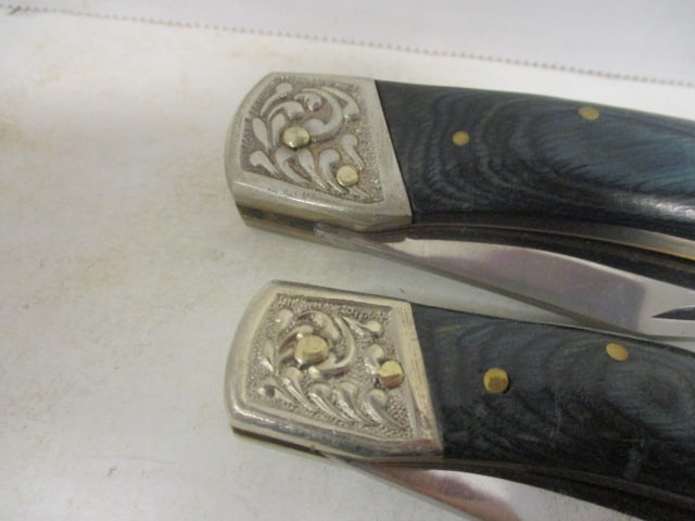 Three Wood Handle Pakistan Folding Lock Blade Knives - 3