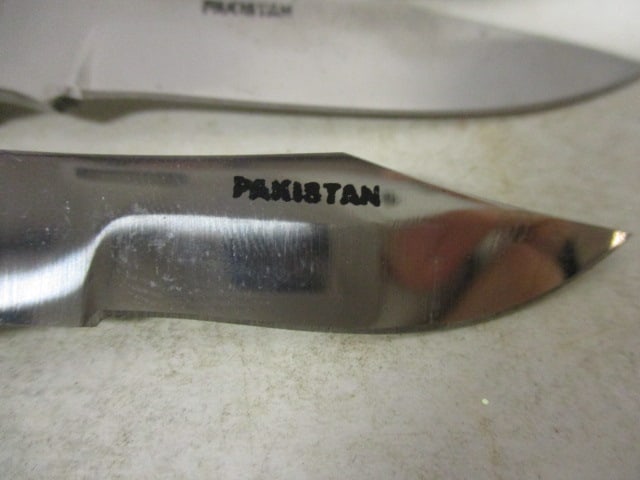 Three Wood Handle Pakistan Folding Lock Blade Knives - 6