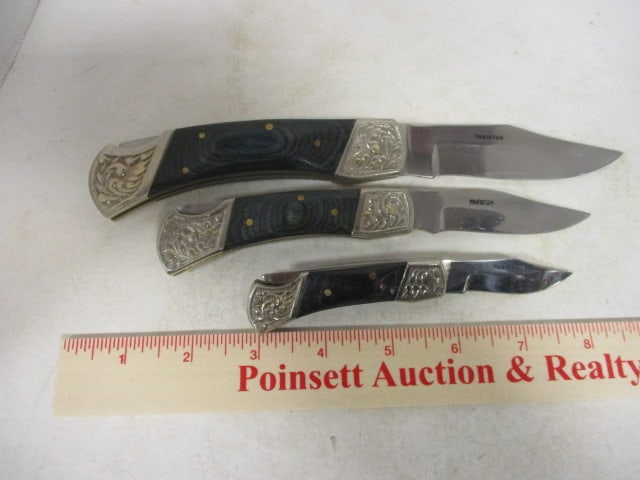 Three Wood Handle Pakistan Folding Lock Blade Knives - 7