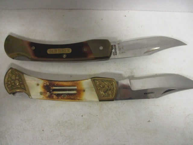 Schrade Old Timer Simulated Wood Handle Folding Blade Knife and Pakistan Bone Handle - 4