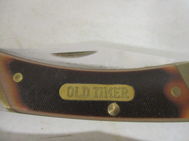 Schrade Old Timer Simulated Wood Handle Folding Blade Knife and Pakistan Bone Handle - 6