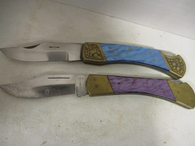 Pakistan Iridescent Purple and Blue Handle Folding Blade Knives - 3