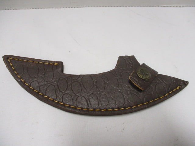 Damascus 6 1/2" Blade ULU Alaskan Cutting Knife with Leather Sheath - 5