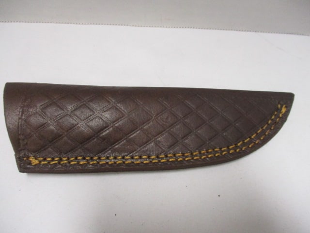 Damascus Fix Blade Knife with Leather Sheath - 6