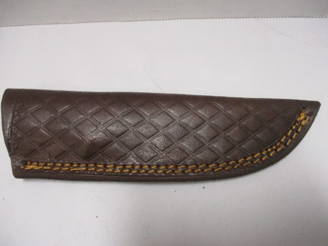 Damascus Fix Blade Knife with Leather Sheath - 5
