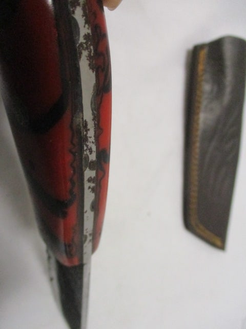 Damascus Bull Nose Fix Blade Knife with Leather Sheath - 4