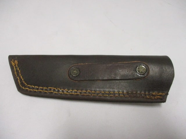 Damascus Bull Nose Fix Blade Knife with Leather Sheath - 7