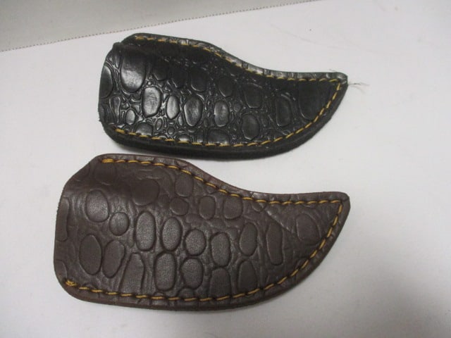 Two Damascus Short Skinner Fixed Knife with Leather Sheath - 5