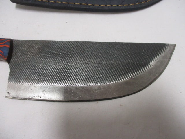 Damascus Serbian Cleaver with Leather Sheath - 2