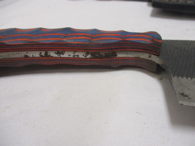 Damascus Serbian Cleaver with Leather Sheath - 5