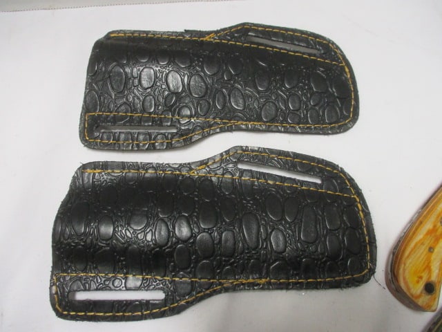 Two Damascus Bull Nose Knife with Leather Sheath - 7