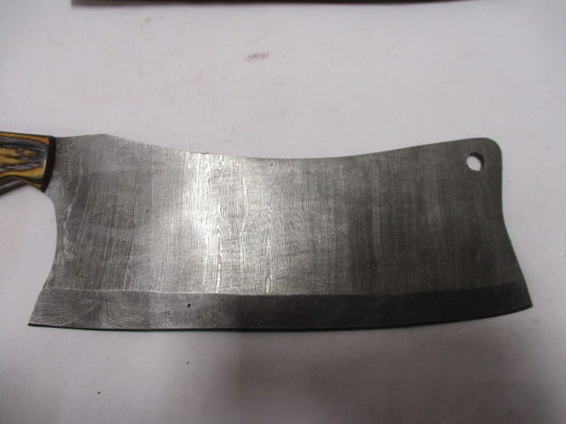 Damascus Cleaver with Leather Sheath - 2