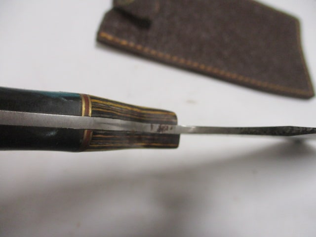 Damascus Cleaver with Leather Sheath - 5