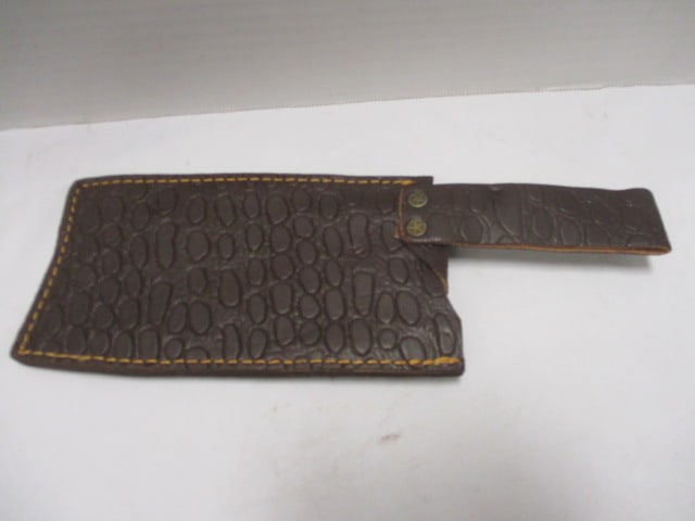 Damascus Cleaver with Leather Sheath - 7