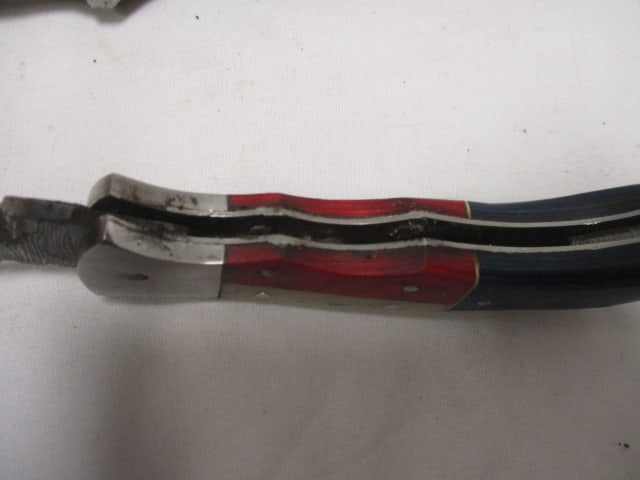Two Damascus Knives with Leather Sheaths - 5