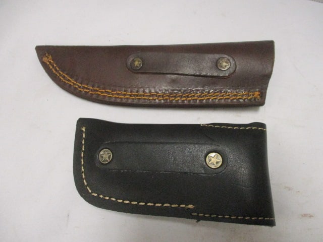 Two Damascus Knives with Leather Sheaths - 9