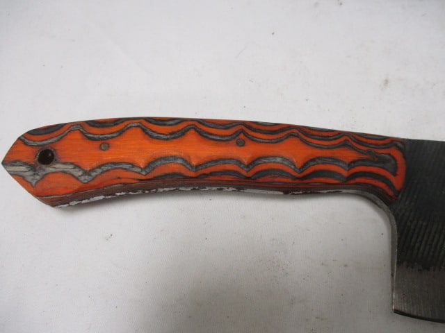 Damascus Cleaver with Leather Sheath - 4
