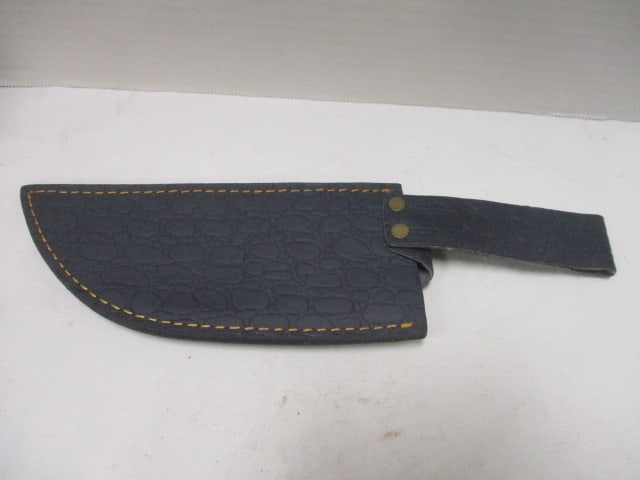 Damascus Cleaver with Leather Sheath - 7