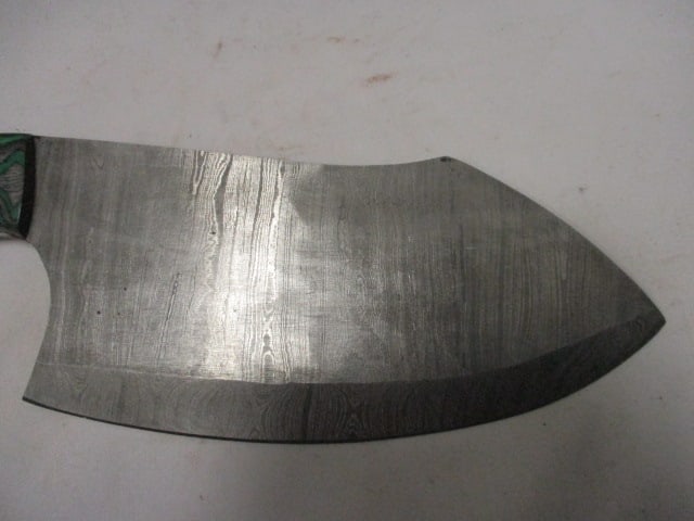 Damascus Cleaver with Leather Sheath - 2