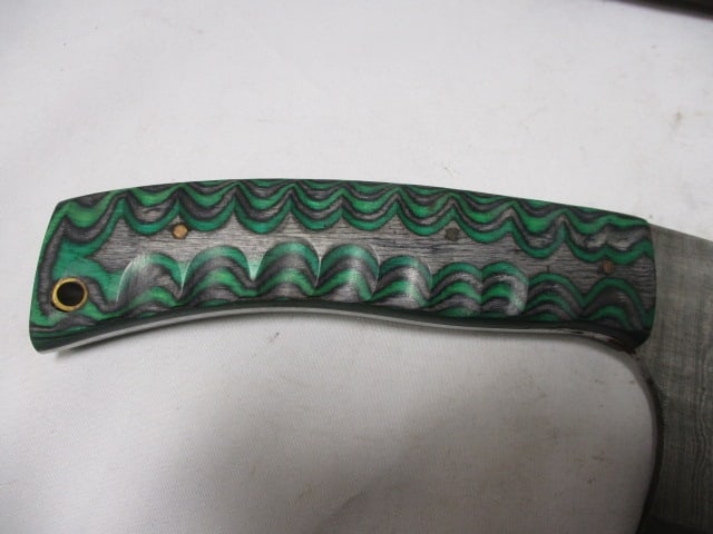 Damascus Cleaver with Leather Sheath - 3
