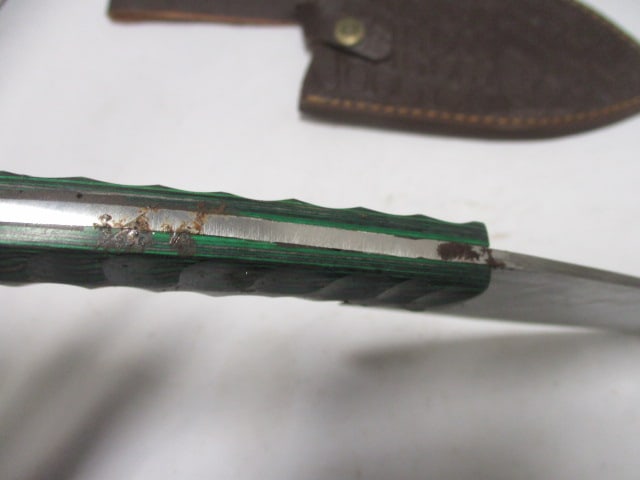 Damascus Cleaver with Leather Sheath - 4